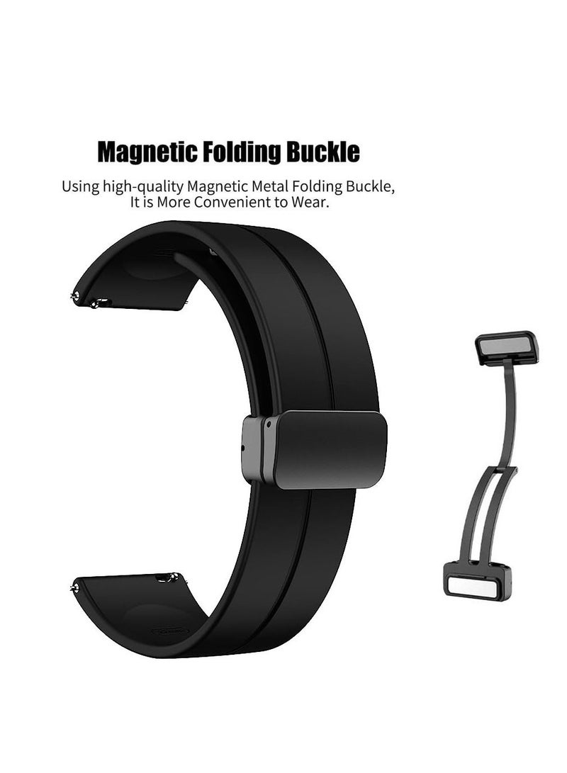 22mm Silicone Strap With Magnetic Folding Buckle  For Huawei GT3 GT2 GT2 Pro GT3 Pro Black - Image 2