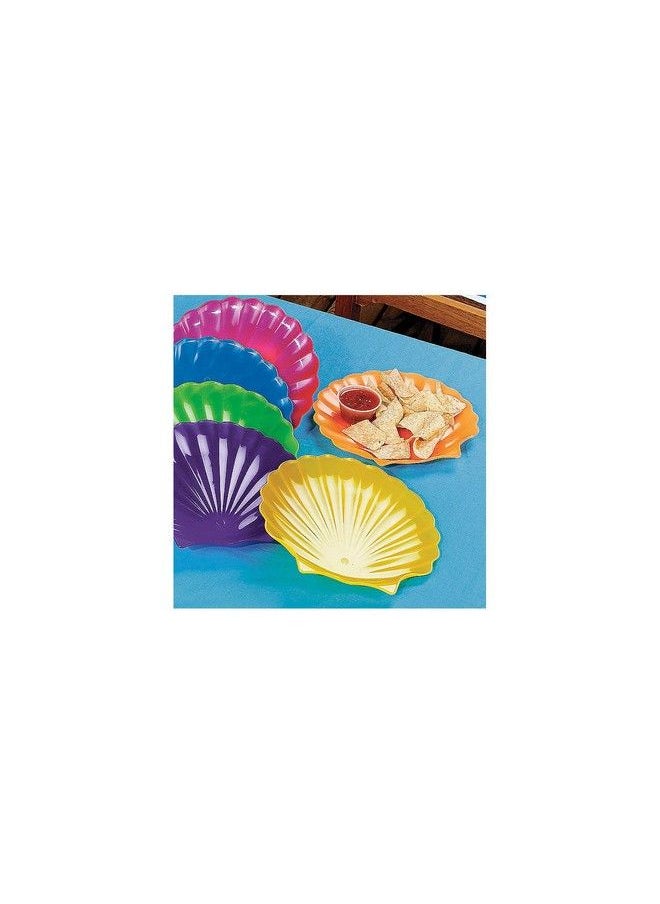 Fun Express Colorful Plastic Sea Shell Plates (Set Of 12) Party Supplies  - Image 1
