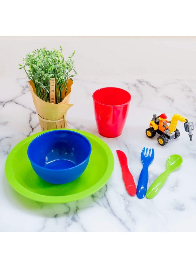 Youngever 54 Pcs Plastic Kids Dinnerware Set Of 9 In 9 Assorted Colors Toddler Dining Set Cups Kids Plates Kids Bowls Flatware Set Kids Dishes Set - Image 4