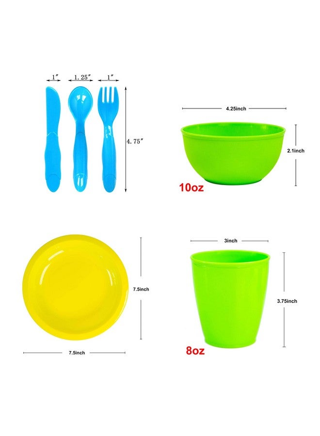 Youngever 54 Pcs Plastic Kids Dinnerware Set Of 9 In 9 Assorted Colors Toddler Dining Set Cups Kids Plates Kids Bowls Flatware Set Kids Dishes Set - Image 2