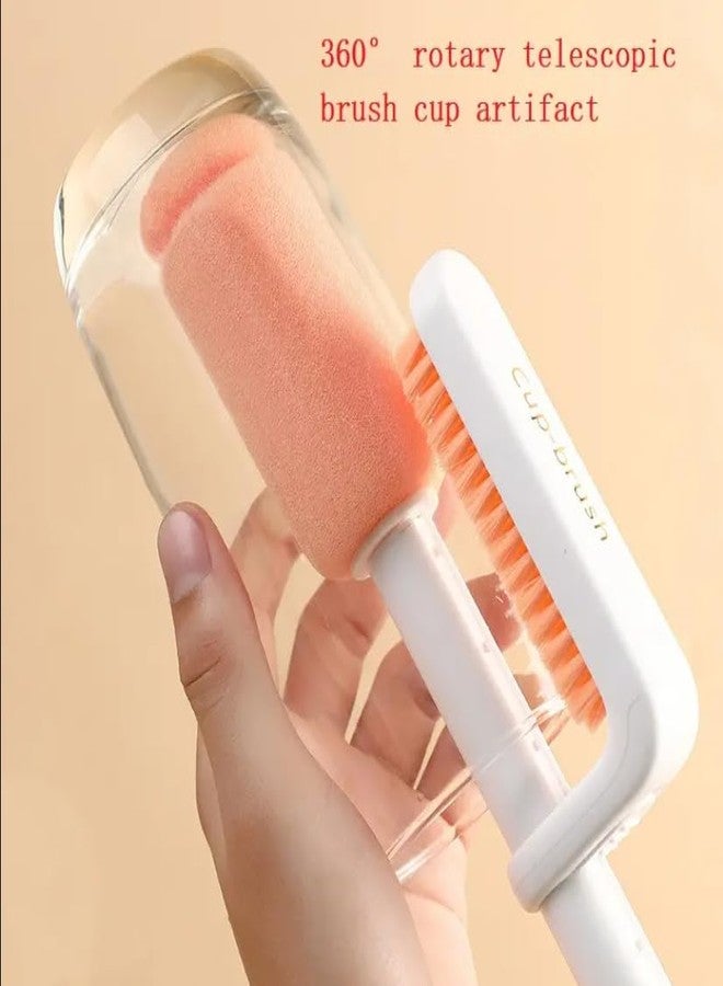 Hidak 3 in 1 Multipurpose Cleaner Tools Bottle Cup Cleaning Sponge with Brush & Long Handle for Thermos Lid Cup Cleaner Drinking Straw Brush for Water Bottle Tumbler Glass Mug Drill - Image 3