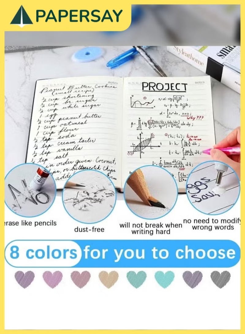 PAPERSAY 8-Color Erasable Gel Pens, 0.5mm Fine Tip - Rollerball Erasable Pens with Ink Eraser for Kids, Adults, School & Office - Image 4