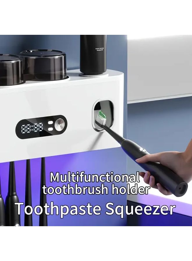 White Wall Mounted Smart Toothbrush Holder With One Touch Operation Auto Sync - Image 4