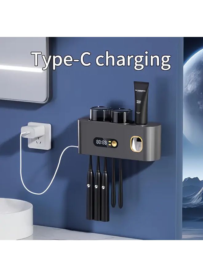 White Wall Mounted Smart Toothbrush Holder With One Touch Operation Auto Sync - Image 5