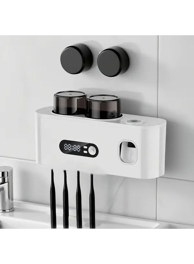 White Wall Mounted Smart Toothbrush Holder With One Touch Operation Auto Sync - Image 3