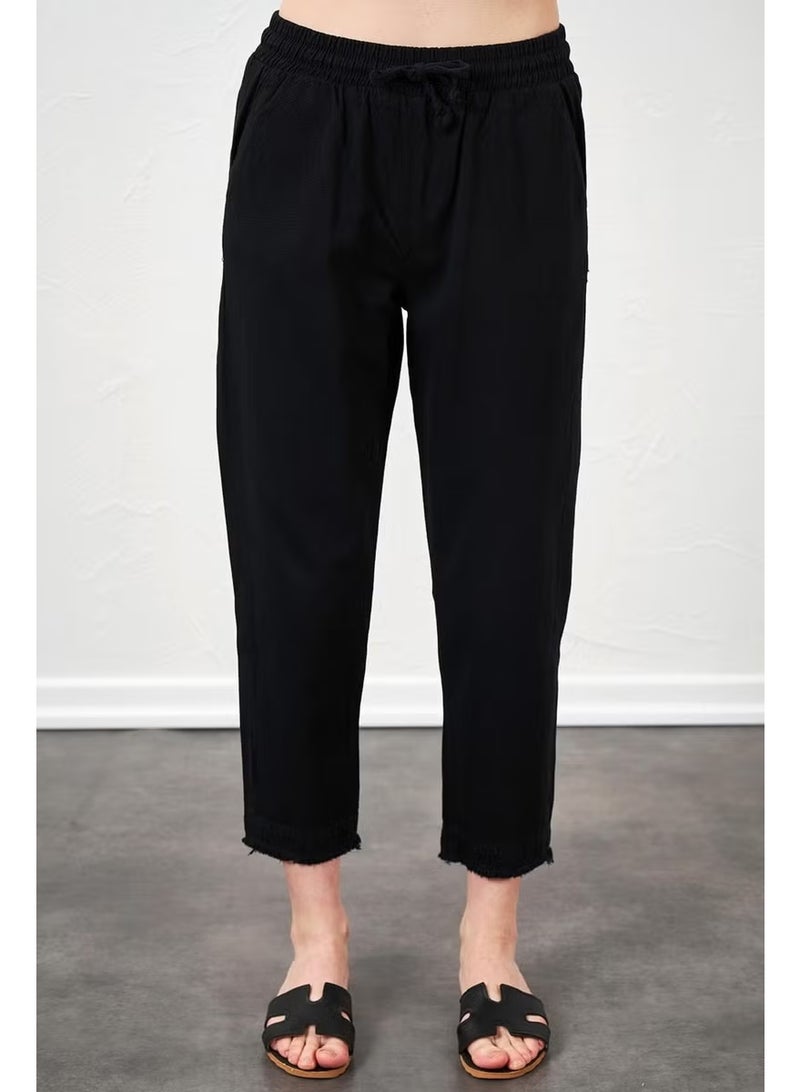 Tena Women's Black Leg Dirty Stitched Gabardine Trousers - Image 3