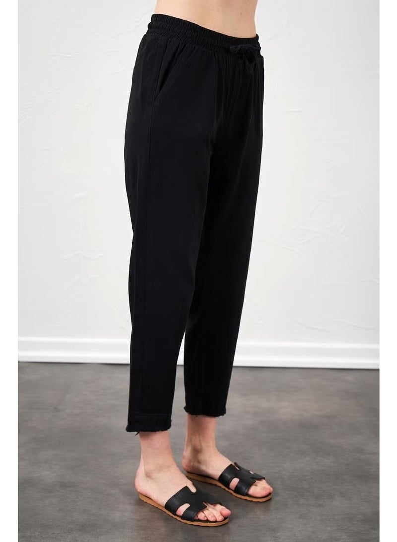 Tena Women's Black Leg Dirty Stitched Gabardine Trousers - Image 4