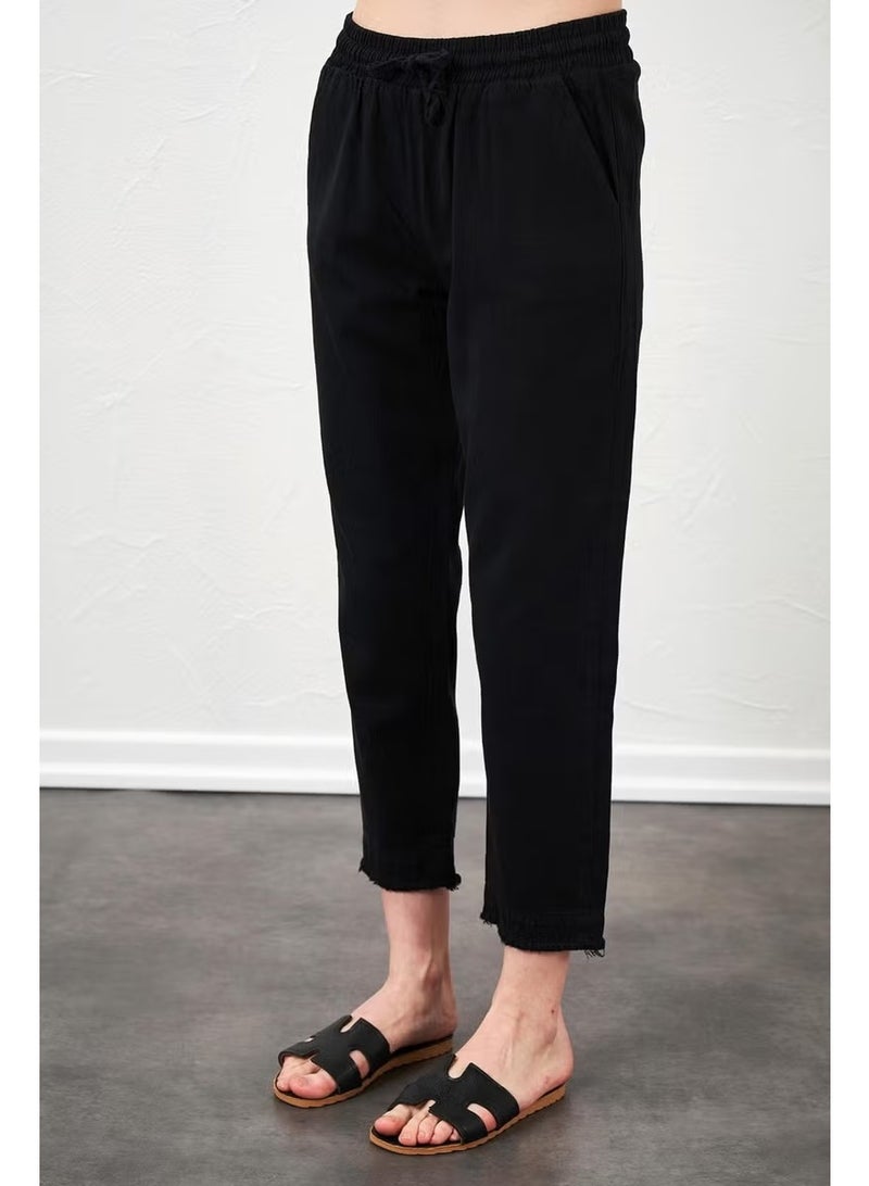 Tena Women's Black Leg Dirty Stitched Gabardine Trousers - Image 5