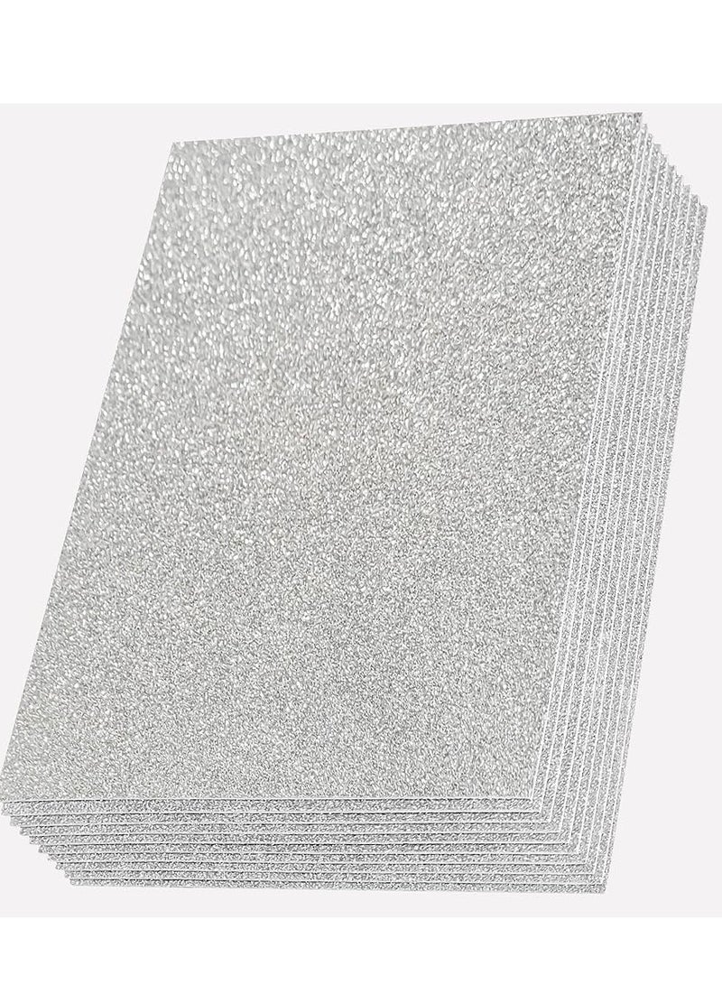 أوراق فوم EVA لامعة، عبوة 10 قطع، أوراق فوم سميكة من جهة واحدة تتلألأ، 8 × 12 بوصة، فوم لامع غير لاصق ممتاز للحرف اليدوية، مشاريع الفن، تزيين الحفلات (لامع فضي) - Image 1