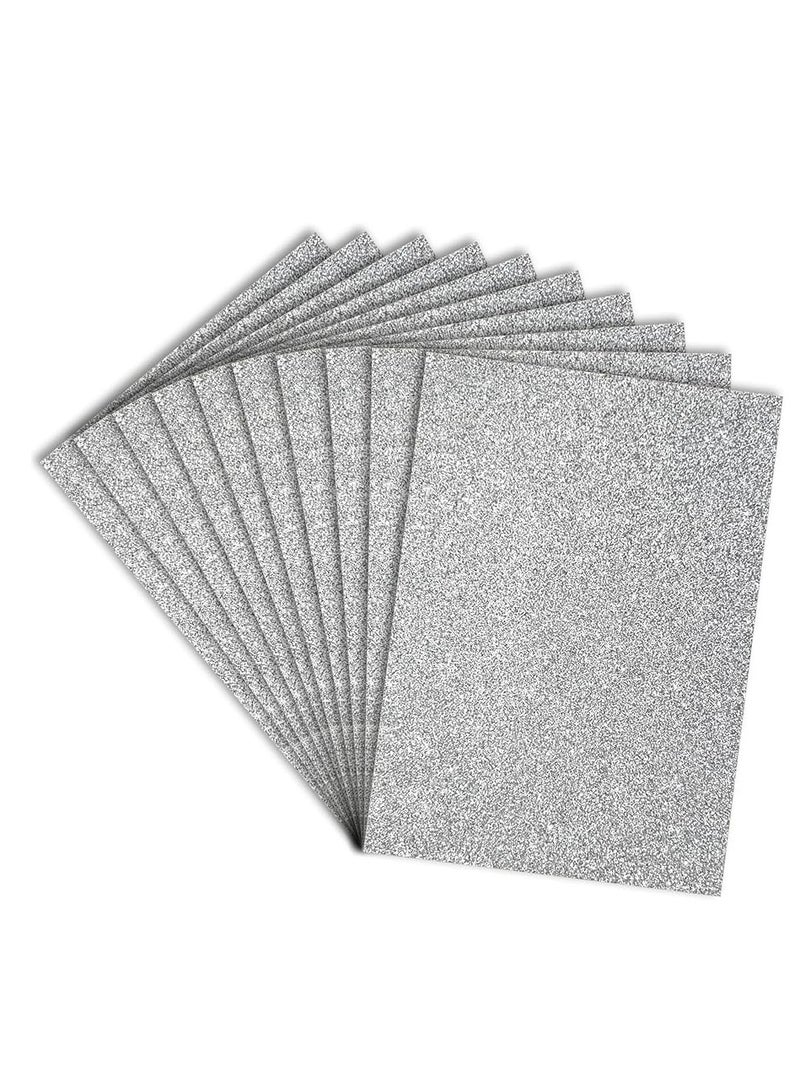 أوراق فوم EVA لامعة، عبوة 10 قطع، أوراق فوم سميكة من جهة واحدة تتلألأ، 8 × 12 بوصة، فوم لامع غير لاصق ممتاز للحرف اليدوية، مشاريع الفن، تزيين الحفلات (لامع فضي) - Image 2