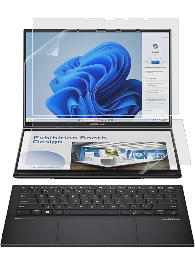 4 Pack Compatible with 2025 ASUS Zenbook Duo 2-in-1 Laptop Dual 14'' OLED UX8406 High Definition Scratch Resistant Film 2 Sets Primary and Secondary Screens - Image 1