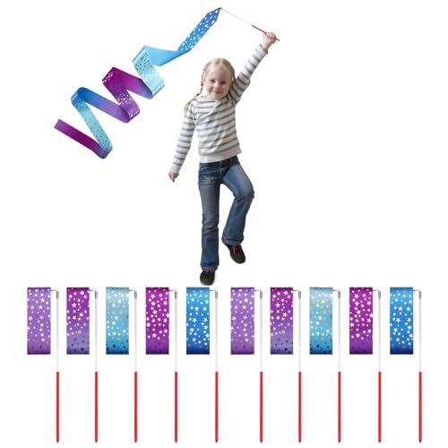 AITIME Ribbon Wands Party Favors for Kids, 20 Pack Rhythmic Gymnastics Ribbon, Girl Birthday ,Outdoor Party Games Supplies, Dance Streamers, Stars Ribbon Dancer - Image 1