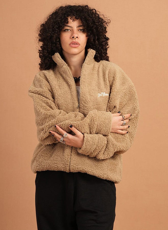 In Your Shoe Beige Fleece Jacket