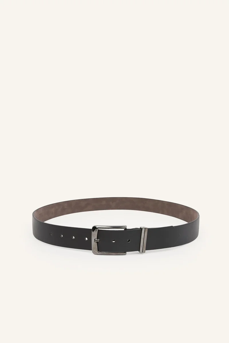 Man Rectangle Clasp Faux Leather