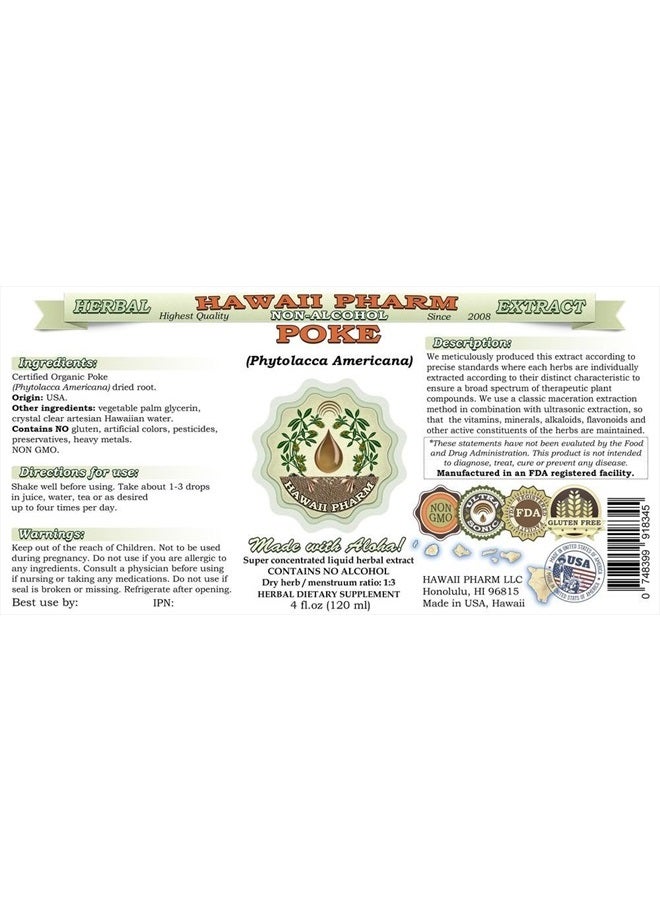 Hawaii Pharm Organic Poke Alcohol-Free Liquid Extract (Phytolacca Americana)  2 fl.oz - Image 4