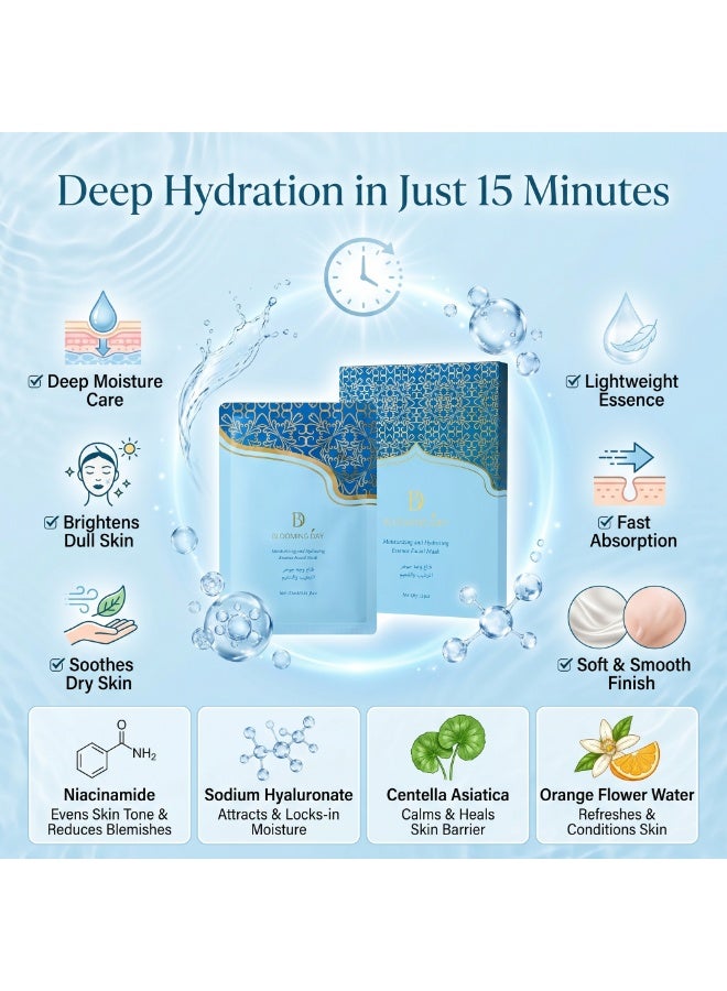 Blooming Day Hydra Radiance Hydrating Sheet Mask 23ml × 5 Pcs – Niacinamide Moisturizing Facial Mask for Dry & Dull Skin, Lightweight Essence Face Mask for Smooth & Glowing Skin - Image 2