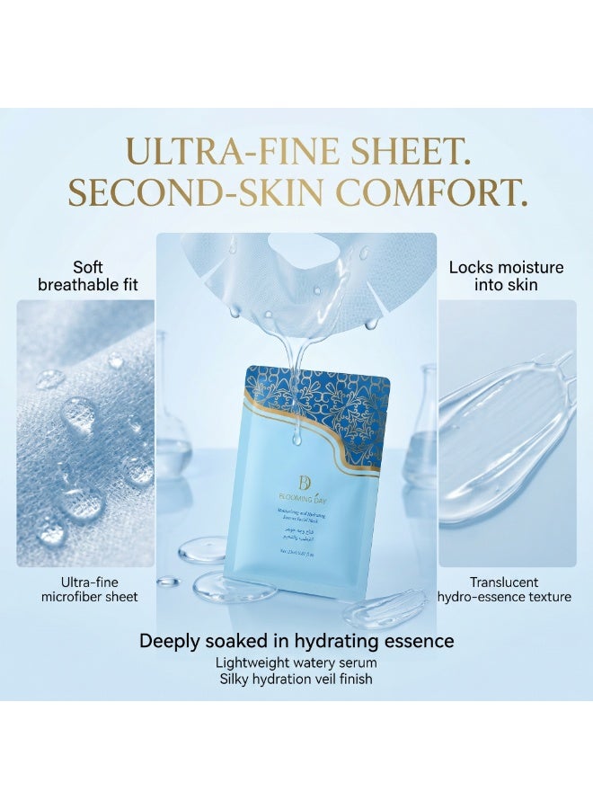 Blooming Day Hydra Radiance Hydrating Sheet Mask 23ml × 5 Pcs – Niacinamide Moisturizing Facial Mask for Dry & Dull Skin, Lightweight Essence Face Mask for Smooth & Glowing Skin - Image 3