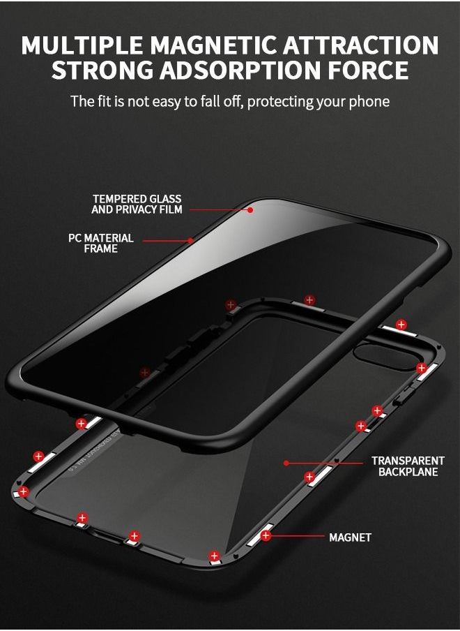 GROIC - Privacy Magnetic Protective Case for iPhone 7/8/SE 3 (2022)/iPhone SE 2020, Glass Privacy Magnetic Double Sided Privacy Transparent Back Metal Bumper Privacy Anti Spy Phone Case Cover - Black - Image 1