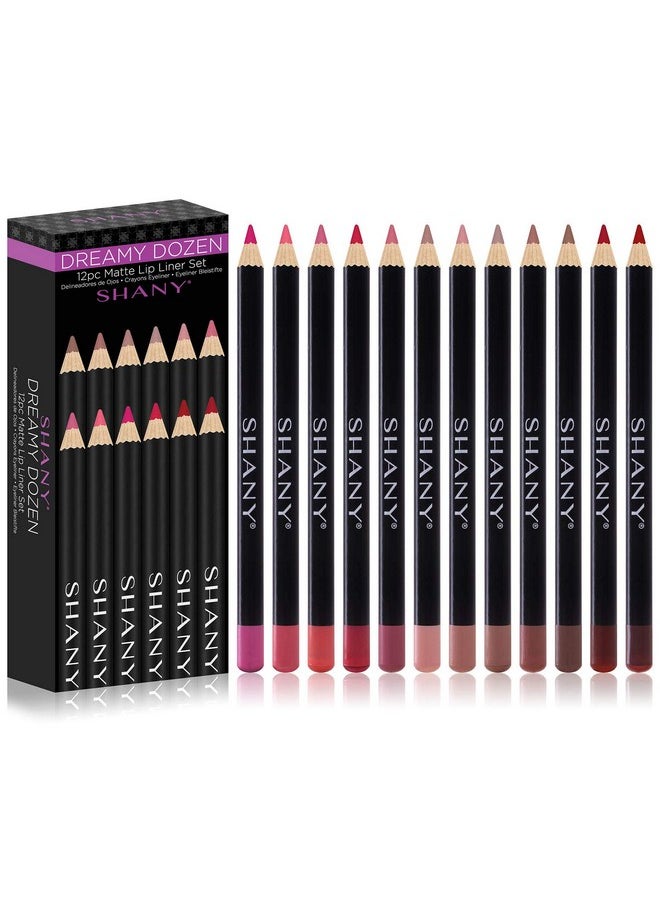 Shany SHANY Dreamy Dozen Matte Lip Liner Set Vegan - Long-Lasting Professional Velvet Cruelty-Free Lipstick Pencils Pens in Varying Shades - Pack of 12  - Image 1