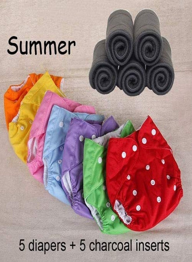 Ineffable Baby Cloth Diaper Reusable Baby Diapers Cover Washable Nappies with Baby Insert Pads- Adjustable Size- Summer Version (Assorted Colours) - Image 2