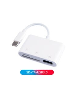 Samu 3-In-1 Type-C Card Reader to SD TF USB Connection Smart Memory Card Reader White  - Image 3