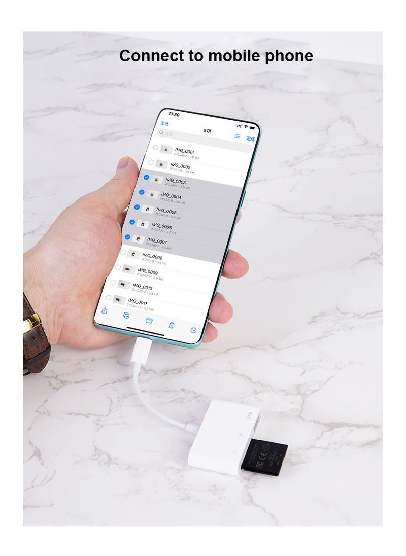 سام - قارئ بطاقات USB C SD متعدد الوظائف 3 في 1 ، قارئ بطاقات من النوع C لجهاز USB C ، محول بطاقة TF يدعم القراءة والكتابة المزدوجة (أبيض) - Image 1