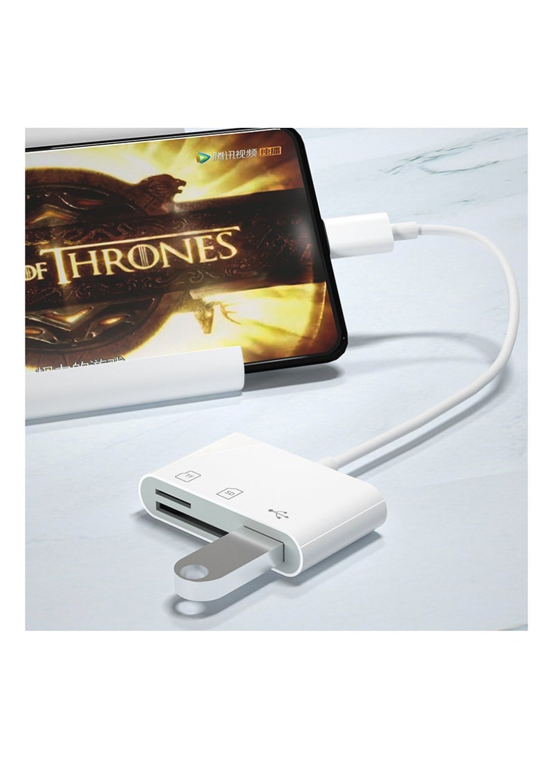 سام - قارئ بطاقات USB C SD متعدد الوظائف 3 في 1 ، قارئ بطاقات من النوع C لجهاز USB C ، محول بطاقة TF يدعم القراءة والكتابة المزدوجة (أبيض) - Image 1