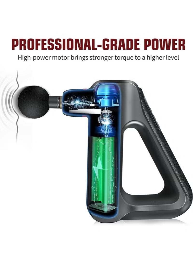 EzzySo Triangular Fascia Gun Lcd Electric Massage Gun With 8 Replaceable Massage Heads 32 Gears Of Vibration Adjustment For Deep Tissue Muscle Massage - Image 4