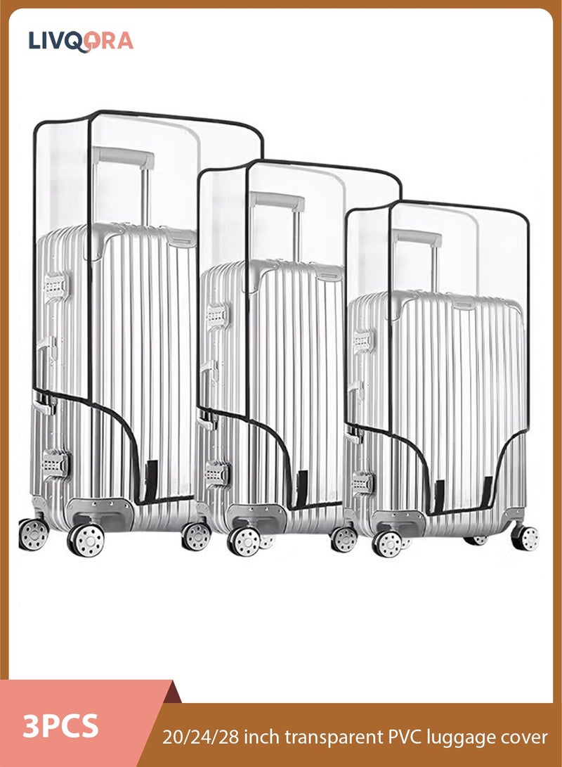 LIVQORA 3PCS Clear PVC Luggage Cover Set (20/24/28 Inch) – Waterproof Transparent Suitcase Protector, TSA Approved Travel Dust & Scratch Protection - Image 1