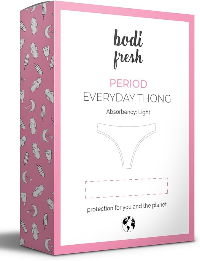bodi fresh ودي فريش سروال داخلي بتصميم ثونغ مقاوم للتسرب، حماية من الدورة والعرق، تحكم بالروائح، مناسب للجيم واليوغا بدون بروز – لون بيج، عبوة من 3 قطع          Ask ChatGPT - Image 3