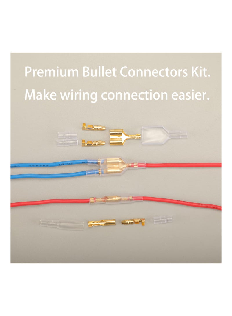 320pcs Double Bullet Wire Connectors, 3.9mm 3.5mm Male and Female Bullet Terminal Connectors with Insulation Sleeve, Crimp Terminal Automotive Electrical Connectors Motorcycle Connector Kit