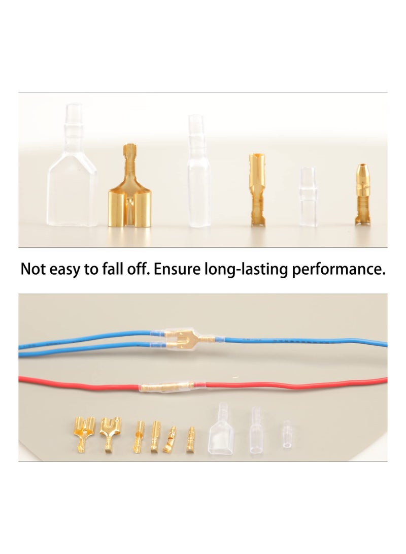 320pcs Double Bullet Wire Connectors, 3.9mm 3.5mm Male and Female Bullet Terminal Connectors with Insulation Sleeve, Crimp Terminal Automotive Electrical Connectors Motorcycle Connector Kit
