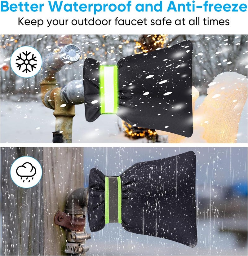 HOMETOPIA 12Pack Outdoor Faucet Covers for Winter - 6.7"W x 8.3"H Hose Bib Covers for Winter Freeze Protection with Reflective strips Outside Spigot Pipe Reusable Waterproof Insulated backflow Cover,Black - Image 2