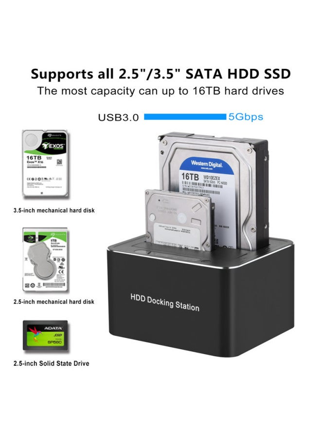 Generic USB3.0 SATA Dual Hard Disk Base Mobile Hard Disk Box Offline Cloning Machine Supports 2.5/3.5 Inch Hard Disk-Color:American Regulations  - Image 5