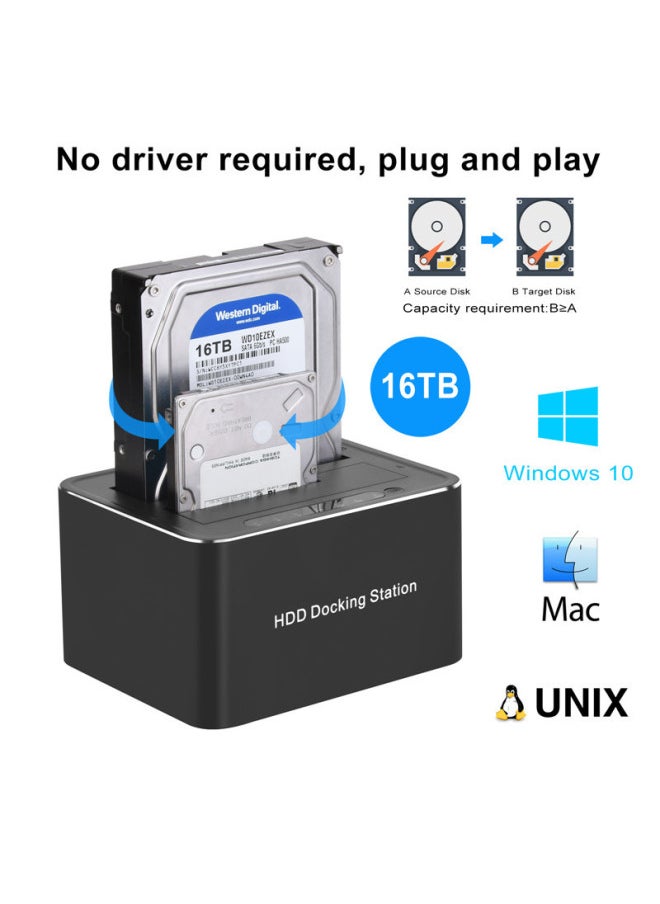 Generic USB3.0 SATA Dual Hard Disk Base Mobile Hard Disk Box Offline Cloning Machine Supports 2.5/3.5 Inch Hard Disk-Color:American Regulations  - Image 4