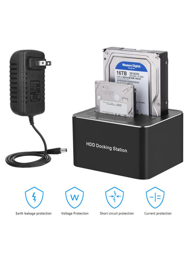 Generic USB3.0 SATA Dual Hard Disk Base Mobile Hard Disk Box Offline Cloning Machine Supports 2.5/3.5 Inch Hard Disk-Color:American Regulations  - Image 1