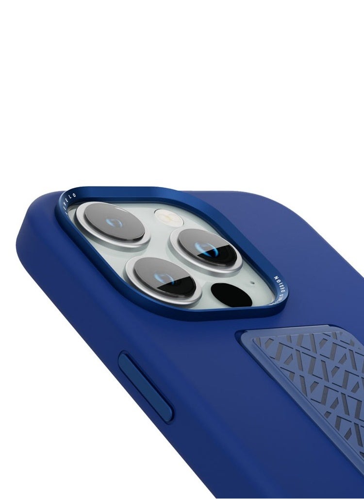 LEVELO - iPhone 15 Pro max Morphix Cuero Gripstand Case, blue - Image 1