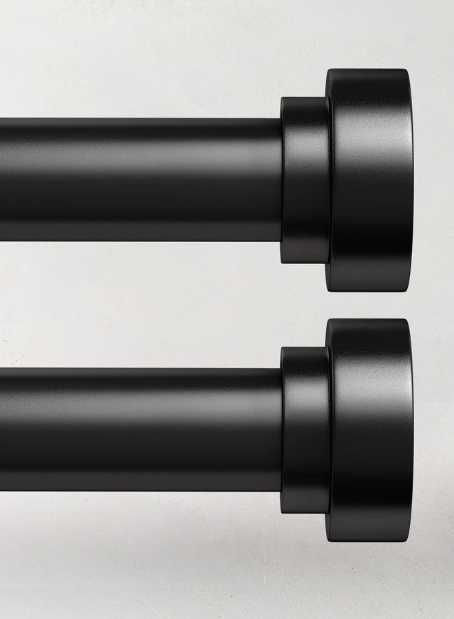Time Forest Black Curtain Rods for Windows 48 to 84, 1 Inch Adjustable Heavy Duty Long Window Curtain Rod with End Caps, Modern Indoor Outdoor Drapery Rods for Patio Bedroom, Size 32" - 90", 2 Pack - Image 1