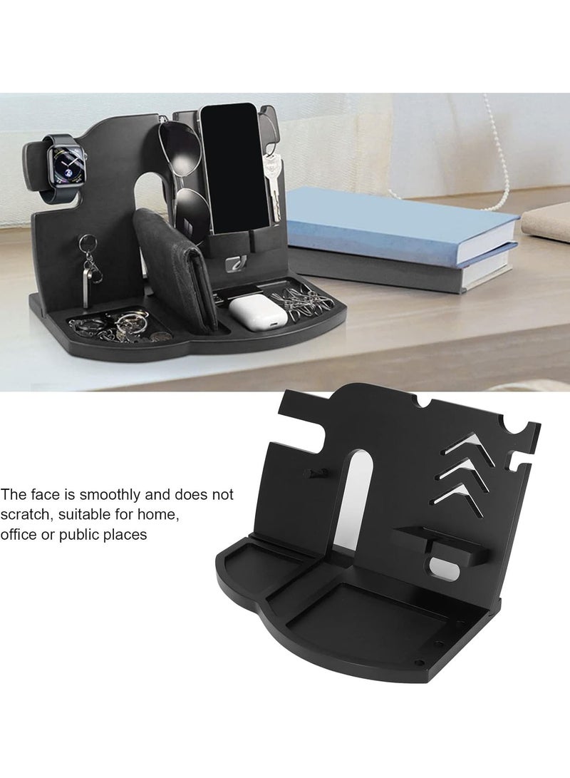 GGOOT Mobile Phone Charging Storage Rack, Wood Phone Docking Station Fashionable Desktop Holder Stand Organizer for Wallet Key Glasses, Laptop Accessories  - Image 5