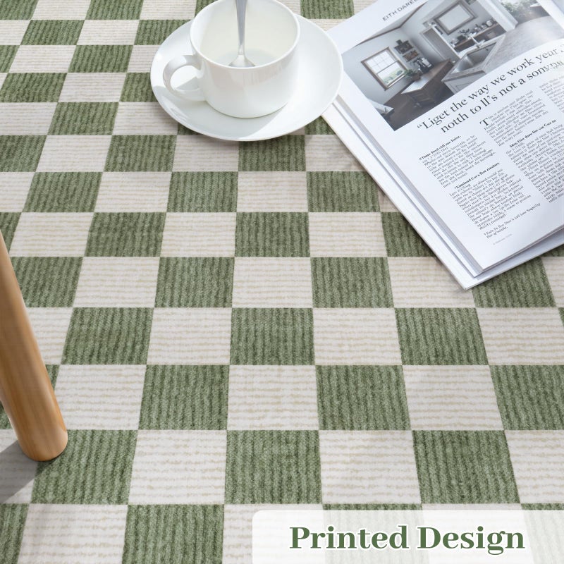 LIVEBOX Checkered Round Rug 6 Ft Washable Area Rug for Playroom, Kids Non-Slip Neutral Classic Circle Rug Geometric Large Carpet Soft Boys Rug for Classroom Dorm Bedroom(Sage Green,180R) - Image 5