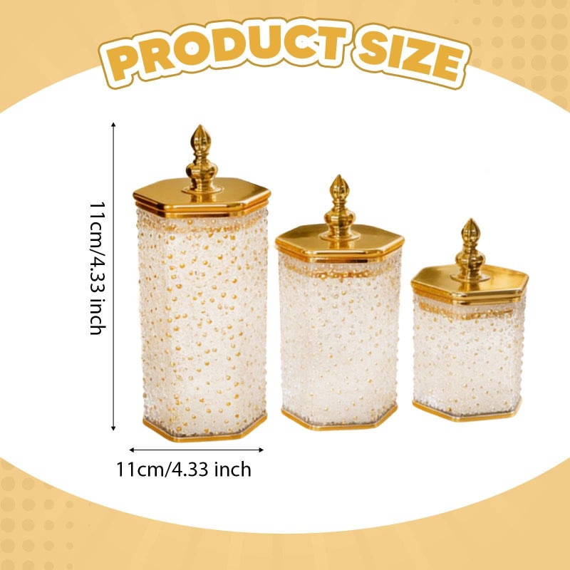 Amagogo 3 Pack Airtight Hexagon Canister Set Elegant Food Storage Jar With Lid For Kitchen Counter Coffee Sugar Tea Cereal Candy Snacks Style E - Image 3