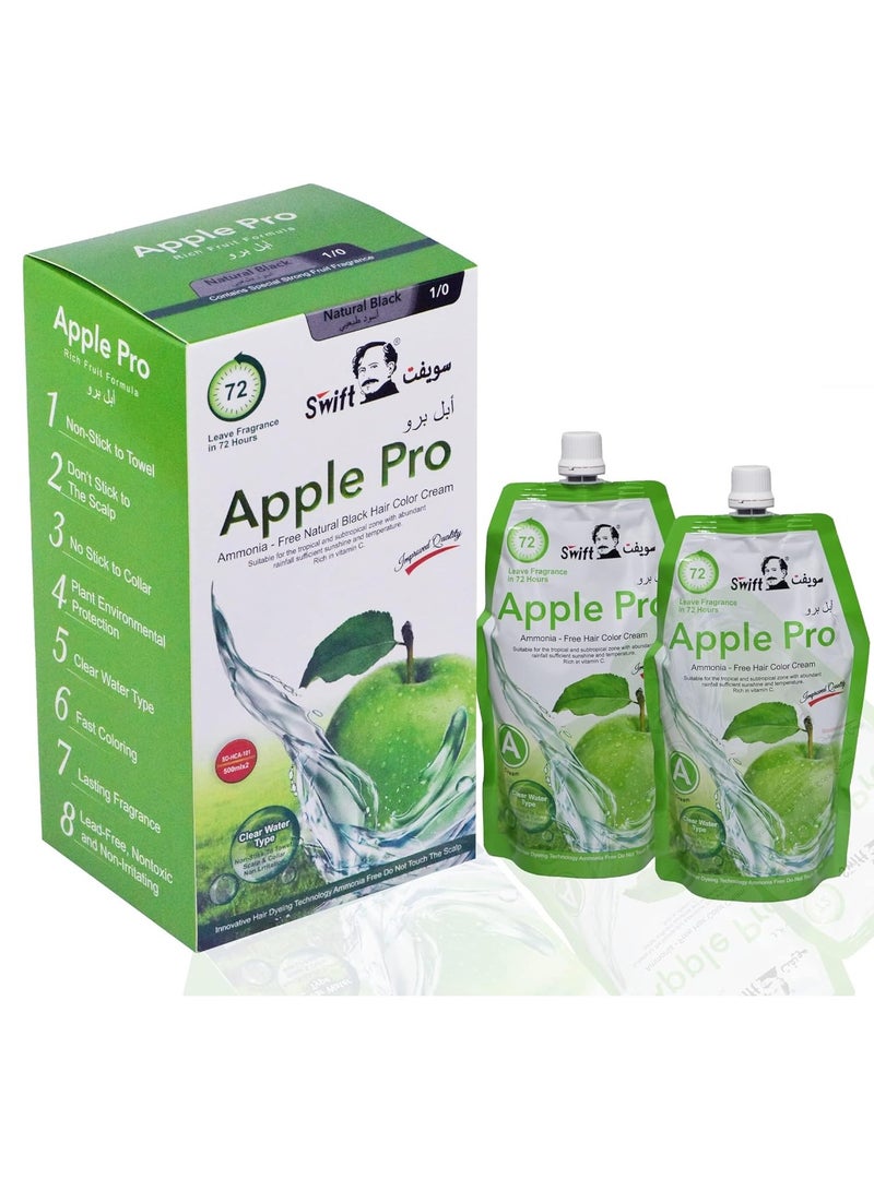 سويفت كريم صبغة شعر ابل برو بتركيبة متطورة وتغطية 100% للشعر الابيض من سويفت، كريمية بلون اسود طبيعي، 500 مل (لون طبيعي) - Image 1