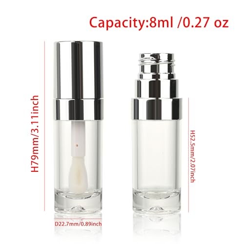 COSIDEA 18pcs Round 8ml 0.27oz r Round silve Empty lip gloss tubes with big large doe foot wand Lipgloss tube containers for lip oil packing - Image 2