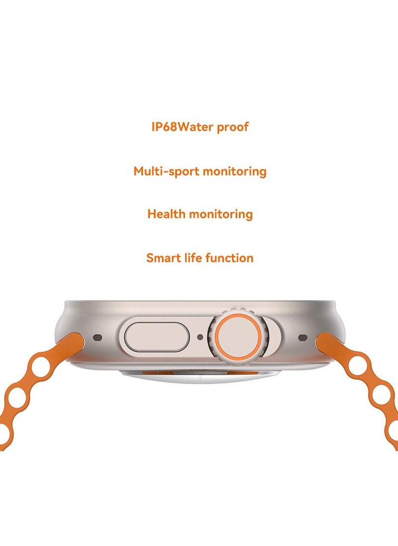 Microwear - W68 Watch Ultra 2inch IPS Screen Sport Smartwatch with Orange Ocean Band - Image 1