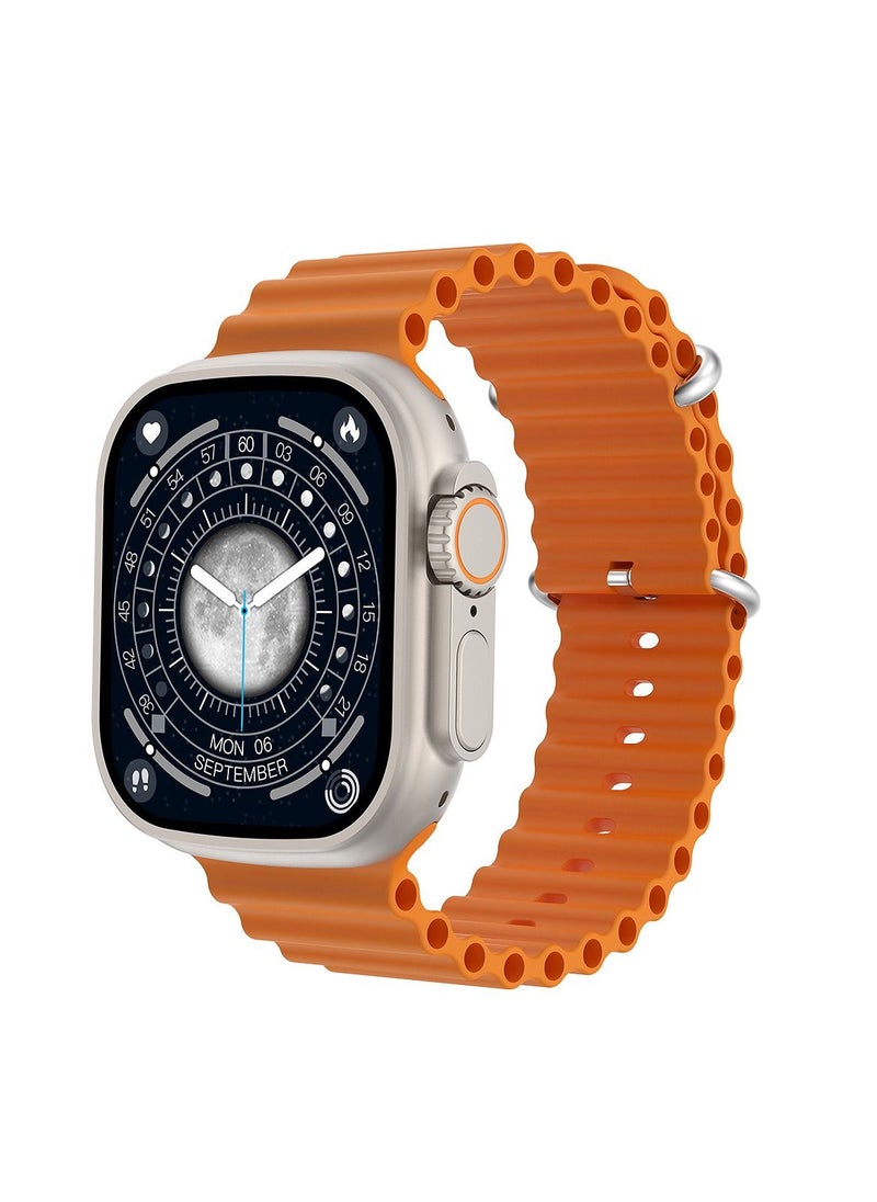 Microwear - W68 Watch Ultra 2inch IPS Screen Sport Smartwatch with Orange Ocean Band - Image 1