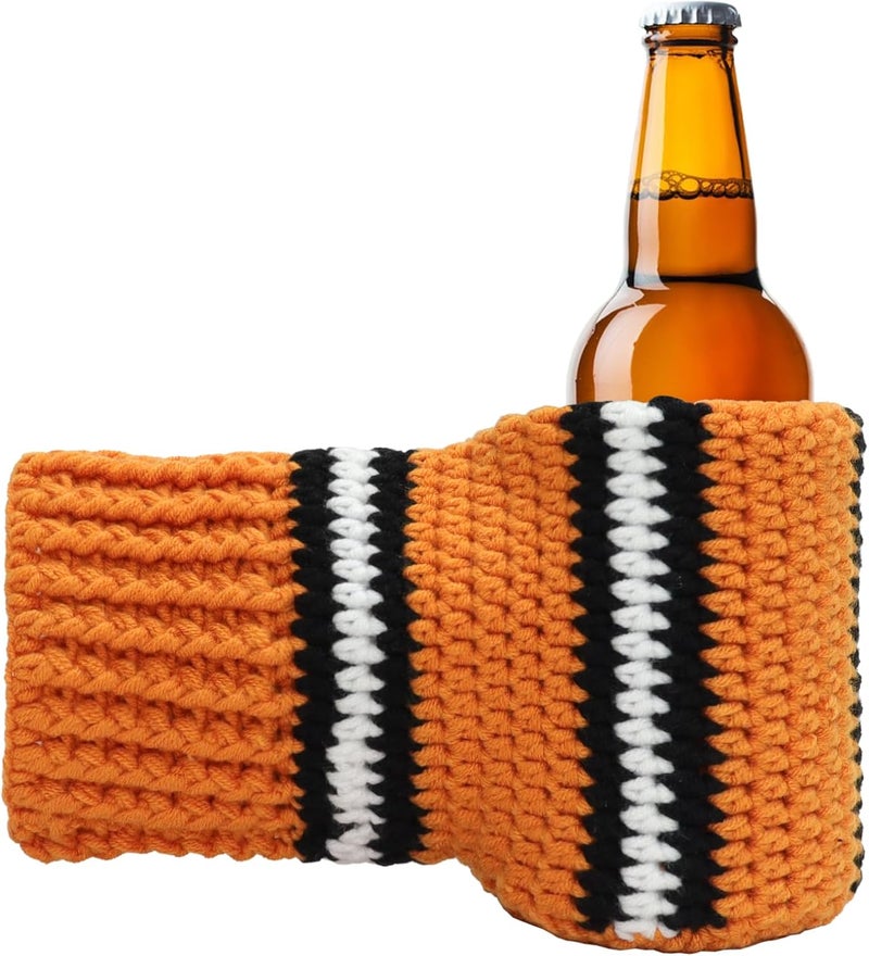 FunisFun Beer Mitten Gloves, Knit Stitched Drink Mitt Holder for White Elephant Gag Gift Tailgating Idea - Image 1
