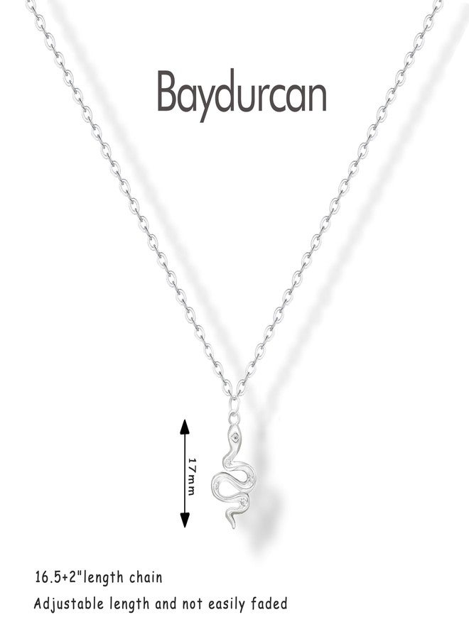 Baydurcan Silver Necklace for Women Evil Eye Ankh Bow Necklace for Friends Sister Birthday Just Because Christmas Gifts, One Size, Stainless Steel, Cubic Zirconia - Image 2