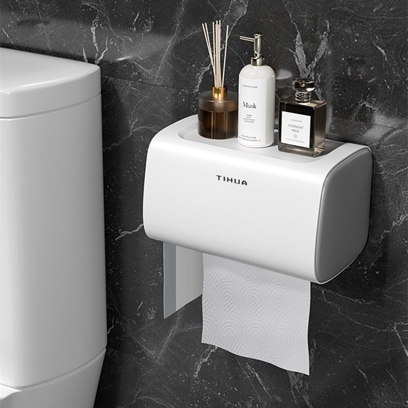 Toilet Tissue Box Wall-Mounted Waterproof Toilet Paper Box Punch-Free Paper Box Toilet Toilet Paper Roll Paper Rack - Image 2