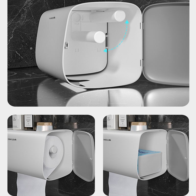 Toilet Tissue Box Wall-Mounted Waterproof Toilet Paper Box Punch-Free Paper Box Toilet Toilet Paper Roll Paper Rack - Image 4