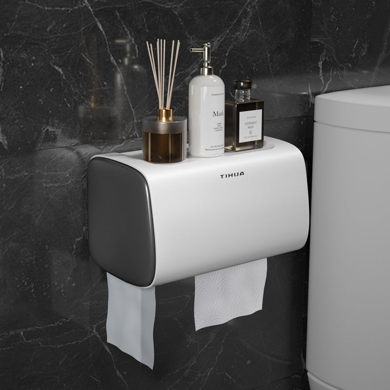 Toilet Tissue Box Wall-Mounted Waterproof Toilet Paper Box Punch-Free Paper Box Toilet Toilet Paper Roll Paper Rack - Image 1